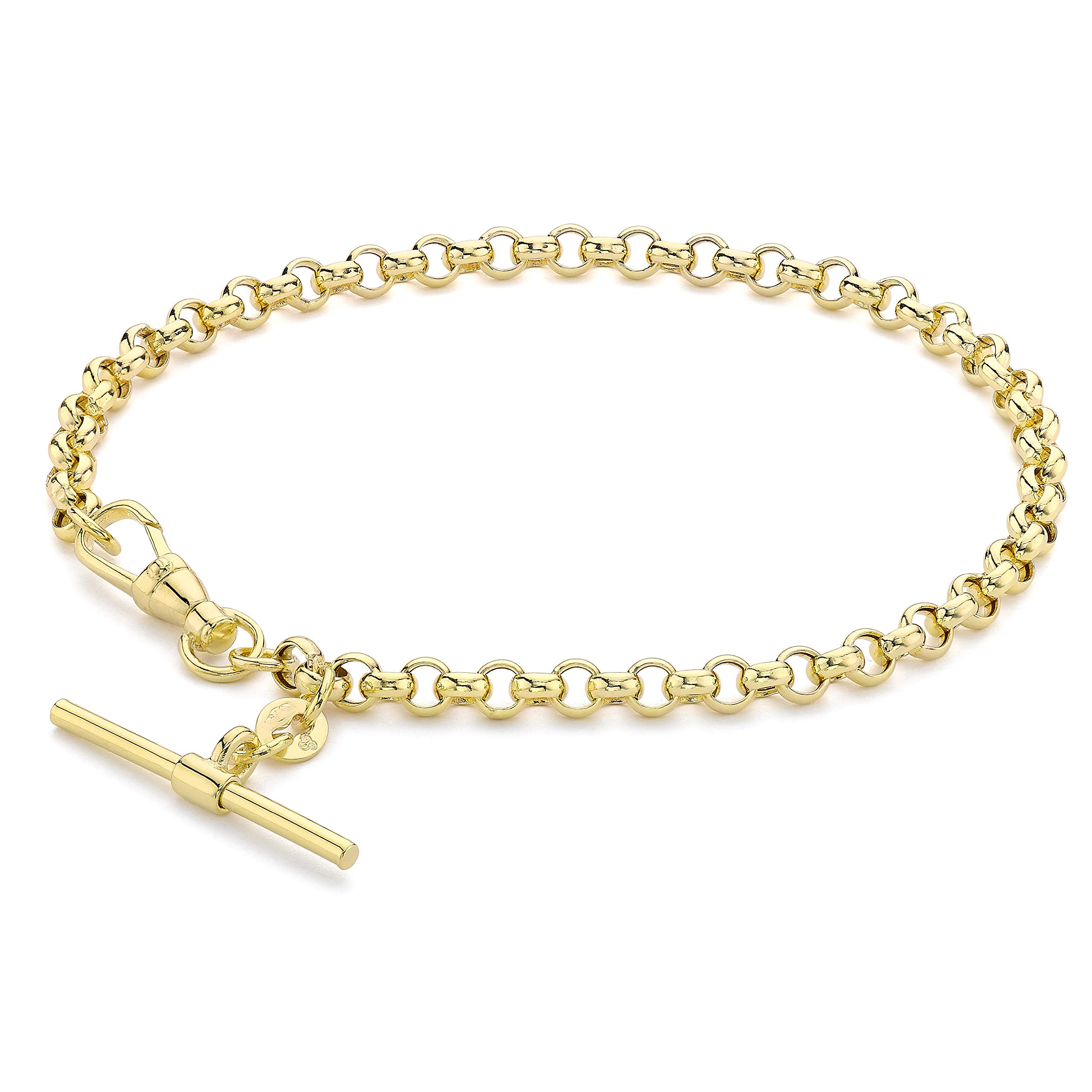 CARISSIMA Women's 9ct Yellow Gold Belcher Chain T-Bar Bracelet - 19cm/7.5'