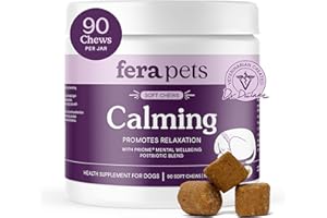 Fera Pets Dog Calming Chews - Anxiety Relief Support - Promotes Relaxation - Ashwagandha & Priome® Mental Wellbeing Postbioti