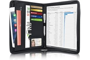 Godery Zippered Padfolio Portfolio Binder, Leather Business Portfolio, & 8.5 x 11 Legal Pad, Office Supplies Organizer, Black Zippered Pocket, Planners, Resume, Briefcase for Travel and Interview