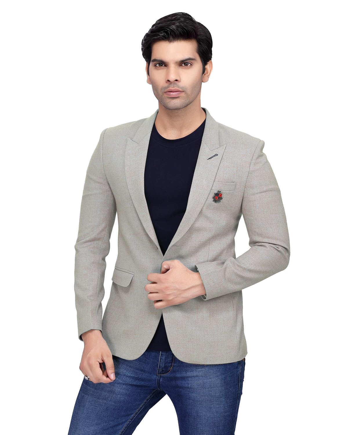 cream blazer with jeans