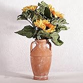 ComSaf Terracotta Rustic Vase - Farmhouse Ceramic Flower Vases, Vintage Home Decoration, Centerpiece for Table, 8.6 Inch