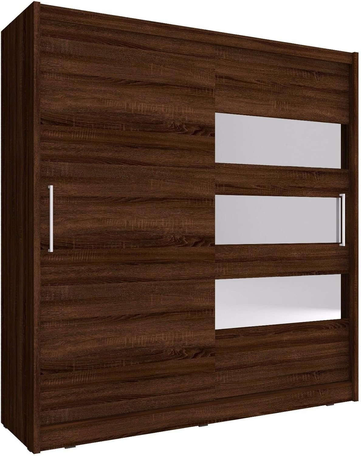Maya 3 Sliding Doors Horizontal Mirror Bedroom Mirrored Wardrobe with