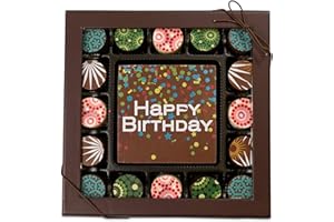 Chocolate Works Happy Birthday Chocolate Card & Truffles 17-Piece Gift Box,12 ounces