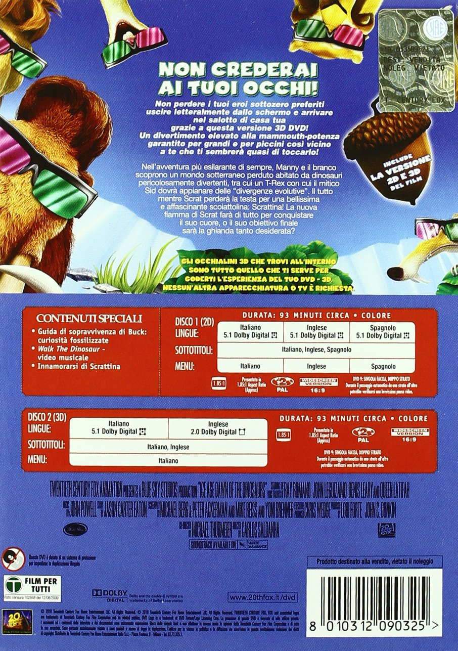 Amazon Com L Era Glaciale 3 L Alba Dei Dinosauri 3d 2 Dvd Italian Edition Animazione Carlos Saldanha Movies Tv