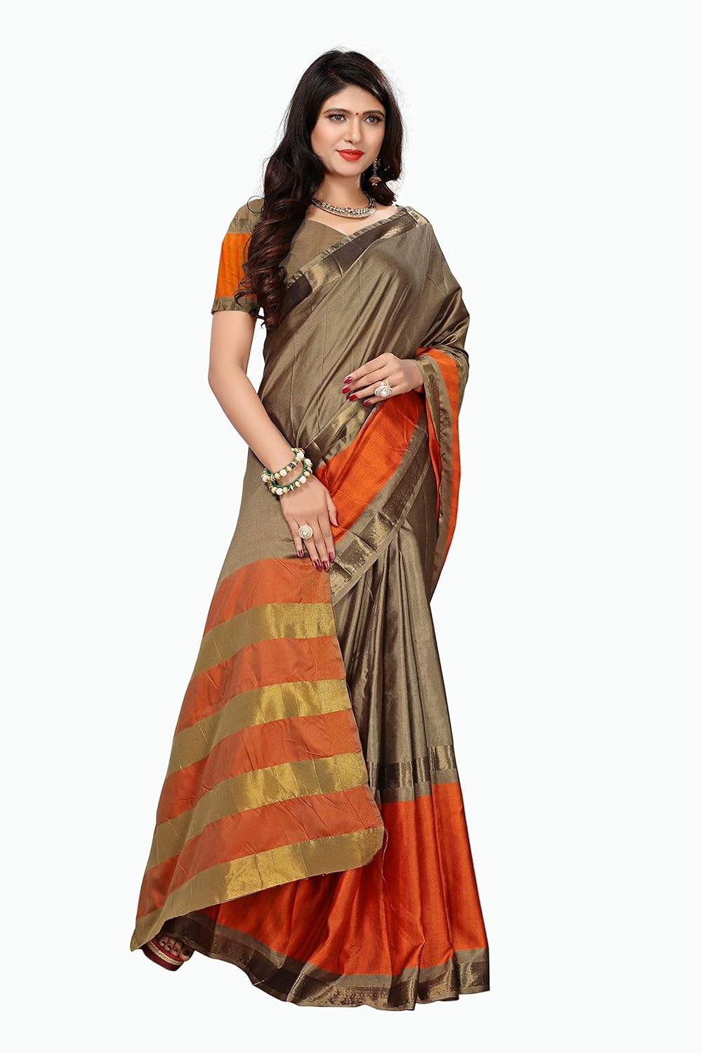 indira designer women's art silk with blouse piece saree