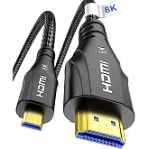 Cratree 8K Micro HDMI to HDMI Cable 10FT, 8K@60hz, 4K@120hz, Micro HDMI Ultra High Speed Support HDR eARC Dolby Compatible wi