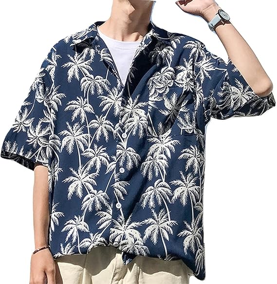 Amazon R Y A R メンズ シャツ アロハカラーシャツ 半袖 薄手 3種類からお選びいただけます 人気 おしゃれ 夏服 夏アウター トップス サマーアウター 夏 L ブルー シャツ 通販