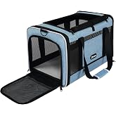 GAPZER Cat Carrier 18 x 11 x 11 Top Loading Soft Pet Travel Bag Over 15lbs | Portable Small Dog Puppy Car Travel Crate 10 lbs, Chihuahua Kennel Carry Case, Kitty Cloth Cage Medium Cat Under 25 lbs Blue