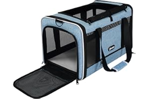 GAPZER Cat Carrier 18 x 11 x 11 Top Loading Soft-Sided Pet Travel Bag Over 15lbs, Portable Small Dog Puppy Car Crate 10 lbs, Chihuahua Kennel Carry Case, Kitty Cloth Cage Medium Cat Under 25 Blue