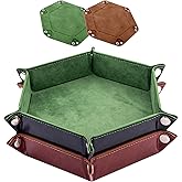 SIQUK 2 Pieces Dice Tray PU Leather Dice Folding Hexagon Tray Dice Holder for Dice Games Like RPG, DND and Other Table Games 