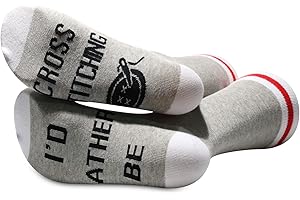 G2TUP 2 Pairs I’d Rather Be Cross Stitching Socks Cross-Stitch Lover Gift Cross-Stitch Project Bag Sewing Lover Socks