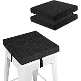 FlyGulls Square Bar Stool Cushions Set of 2 Non-Slip Chair Pads with Ties 2" Thick Chair Cushions with Machine Washable Cover 12" X 12" (Black)