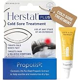 Herstat Plus Cold Sore Treatment 0.07oz Fast-Acting Ointment Fever Blisters | Use at any stage, Natural Coldsore Balm, Soothing Fever Blister Cream, No Aciclovir, No Docosonal, With 3% Bee Propolis