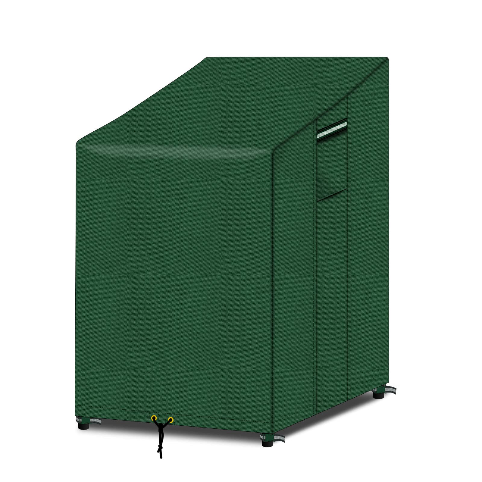 PATIO PLUS Garden Chair Cover with Air Vent, 600D Oxford Fabric Waterproof Outdoor Stacking Chair Cover 65x65x80/120cm (Green)