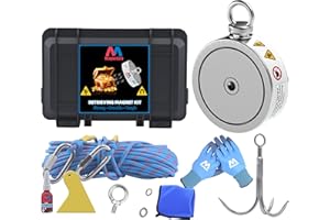 Magnetpro 2690LB’s Complete Retrieving Magnet Fishing Kit | Double Sided Fishing Magnet Kit | Includes Strong Neodymium Magnets, Durable 65ft Rope, Carabiner, Gloves, Grappling Hook & Carry Case
