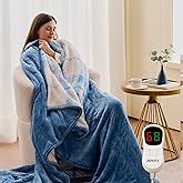 JKMAX Heated Electric Blanket King Size - 100"x90" Flannel Heating Blanket with 10 Heating Levels & 5 Time Settings Over-Heat Protection, Winter Warmer for Adults with ETL Certification（Light Blue）