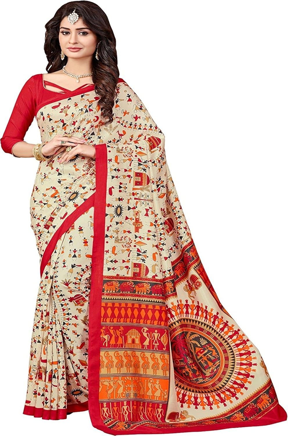 fabdiamond women's cotton saree with blouse piece(free_size)