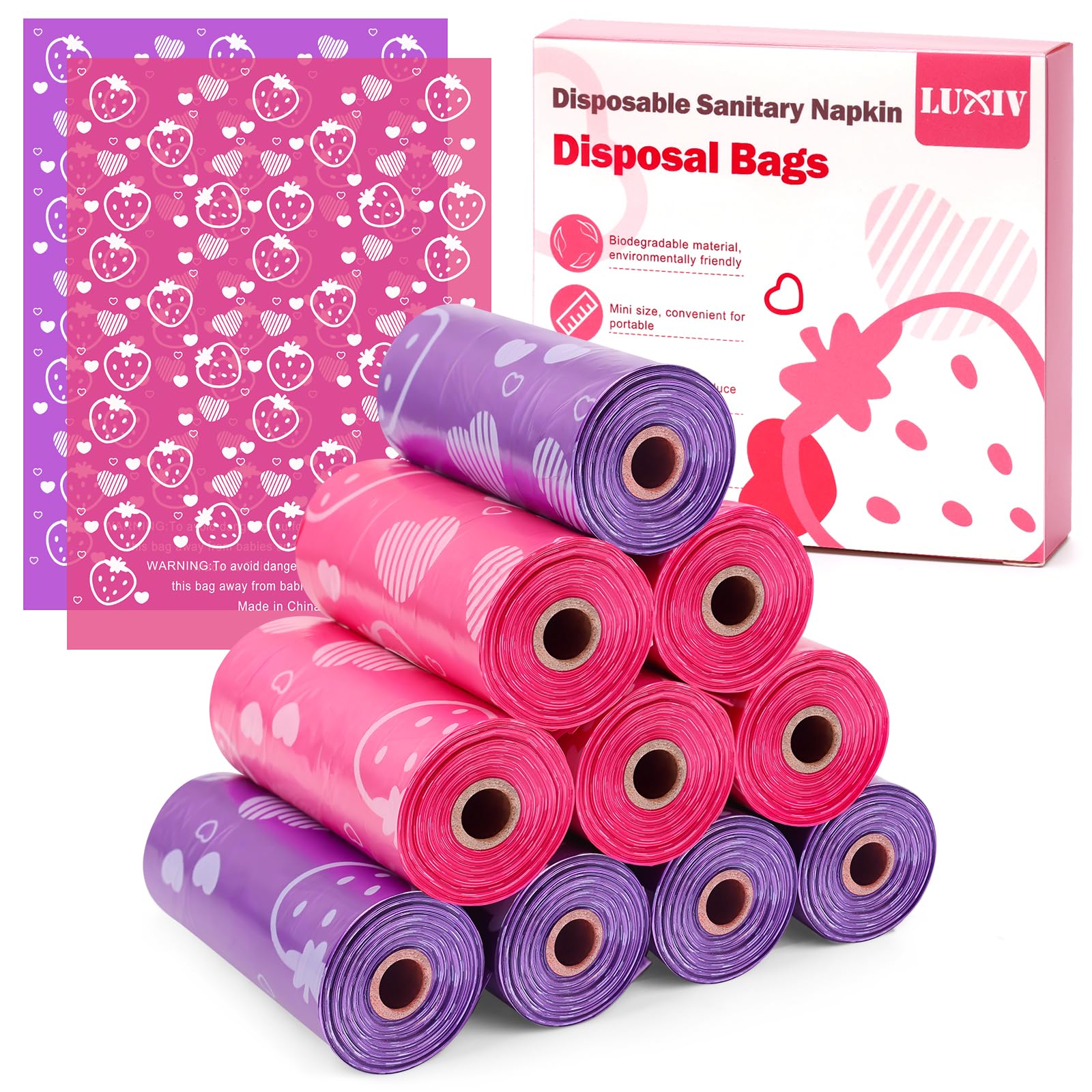 Photo 1 of 150Pcs Sanitary Napkin Disposal Bags, Luxiv Pink Disposable Sanitary Bag Personal Care Disposal for Tampons Trash Bag, Disposable Mini Bags for Women Privacy Handling Bag Diaper Sack (Pink+Purple)