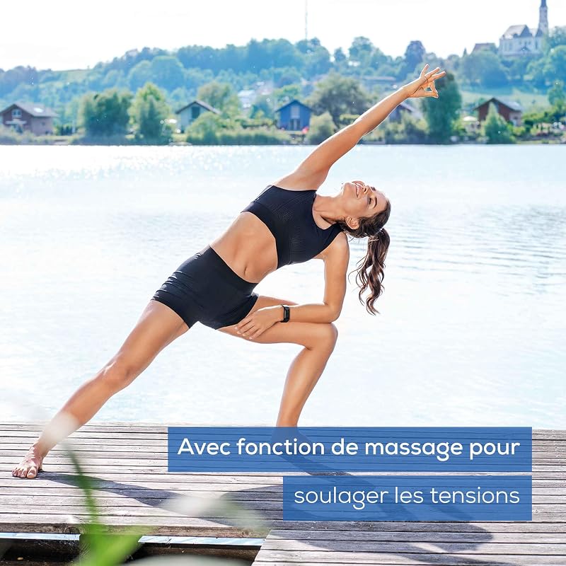 EM49 Électrostimulateur musculaire 3 en 1 :TENS/EMS/Massage, thérapie anti-douleur TENS, stimulation électrique des muscles EMS, 4électrodes, Noir réutilisables incluses, facile à emporter