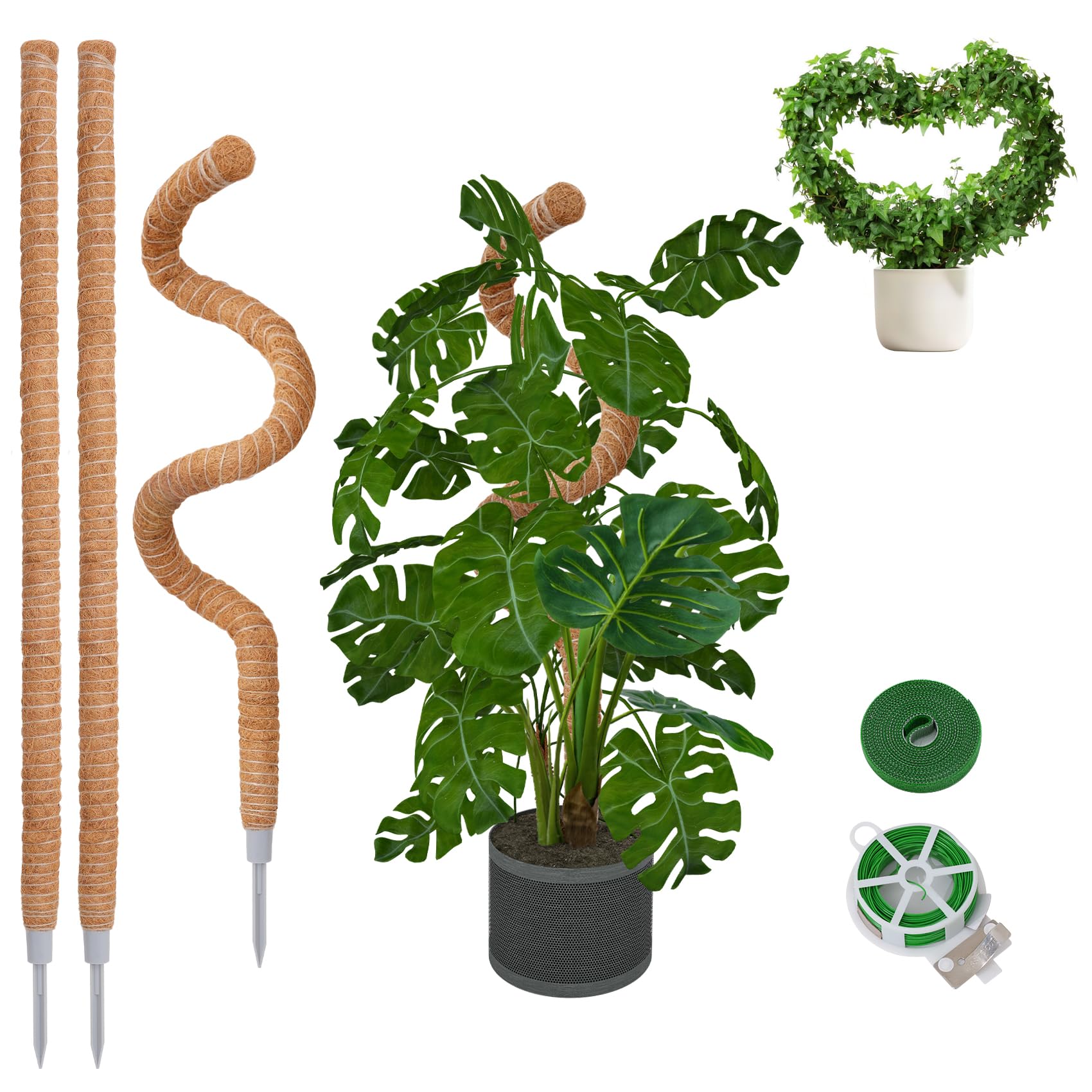 Photo 1 of 3 Pack 50 Inch Bendable Moss Pole Monstera Plant Support for Climbing Plants Indoor DIY Tall Moss Ploles Made of Coco Coir Sticks Support Stakes for Pothos Philodendron Potted Plants to Grow Upwards
