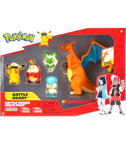 Pokémon PKW2982 Surprise Attack Multipack Kit de Jeu avec 6 Figurines, Deux Poké Ball et 30 disques d'attaque, kit de Jeu Officiel