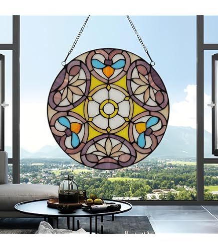 Amazon.com: bwkoiujes Stained Glass Window Hanging Tiffany