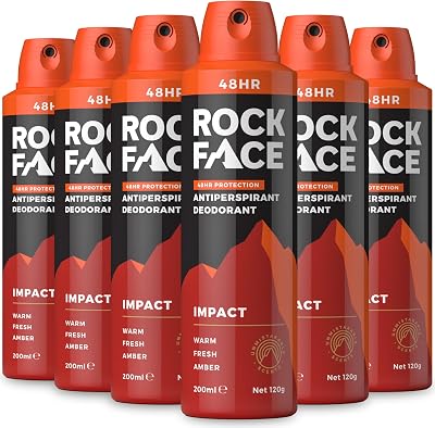 Rock Face Antiperspirant Deodorant for Men Ginger Amber 200ml Pack of 6