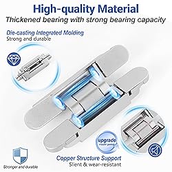 Hawaminent Upgraded Invisible Door Hinges 2 Silver