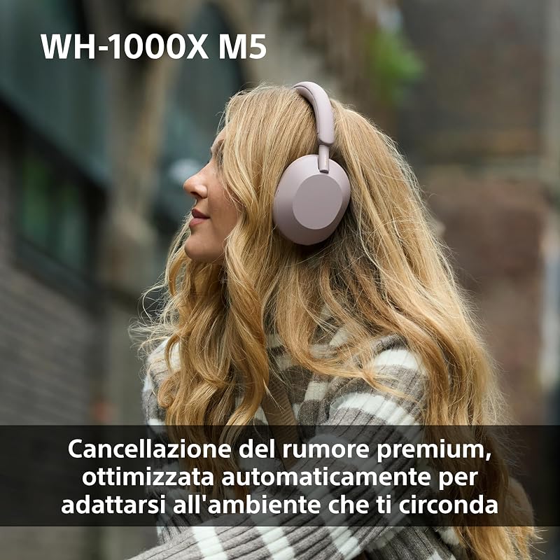 WH-1000XM5 Custodia Rigida |Cuffie Wireless Over-Ear, Noise Cancelling di Nuova Generazione con Spatial Audio, Fino a 30 Ore di Batteria, Bluetooth, Silver