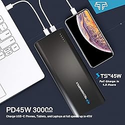 TECHSMARTER 30000mAh 45W Power Delivery USB C PD