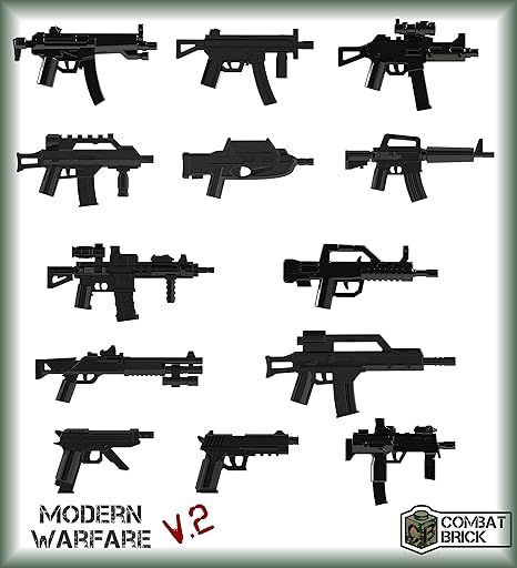 Amazon Combatbrick Army Builder ミニチュアトイ 武器パック 13個 1インチ単位 カスタムモダンウォーアクセサリーロット レゴミニフィギュア用 おもちゃ おもちゃ