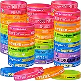 Bucherry 120 Pcs Motivational Quote Silicone Bracelets Bulk Colored Inspirational Rubber Wristbands Unisex Accessories for Women Men Teacher Home Office Party Favor Gifts Supplies(Gradient Color)
