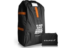 Bramble Extra Large Gate Check Stroller Bag for Airplane - Stroller Storage Bag (Black, 47", 600D Oxford Waterproof) - Double Stroller Travel Bag for Airplane, Baby Stroller Cover for Air Travel