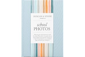 DUNCAN & STONE PAPER CO. School Memory Book Prek-12 - Durable School Photo Book w/Photo Spaces, Prompts & More - 70 Pages Kids Scrapbook for Easy Journaling(Sky Blue)
