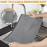 Hubulk Dog Feeding Mat 24x16 0.5in Grey Silicone Waterproof Non-slip view 7
