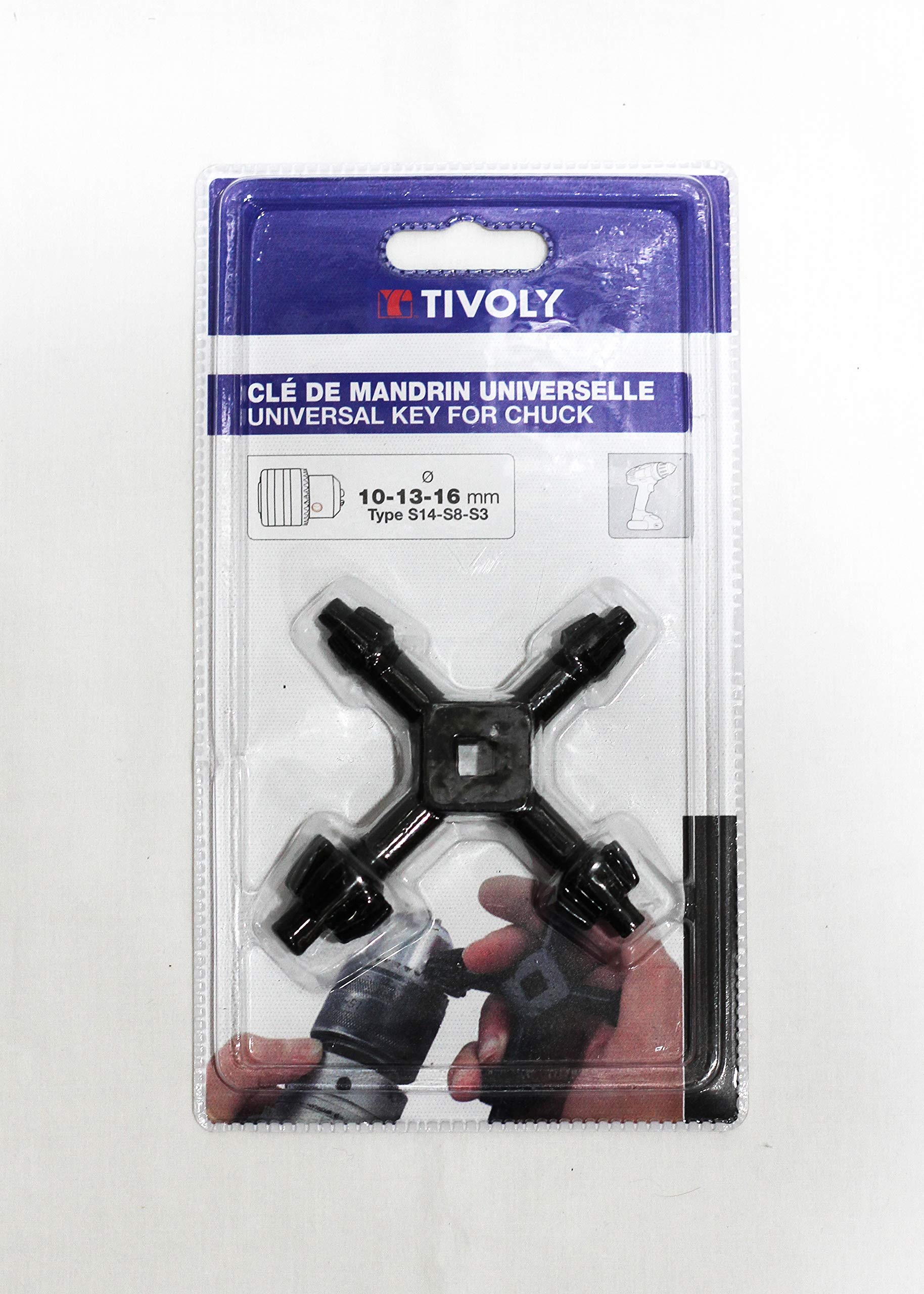 TIVOLY XT60692000257 Universal Chuck Wrench with 10-13-16mm Capacity Type S3-S8-S14