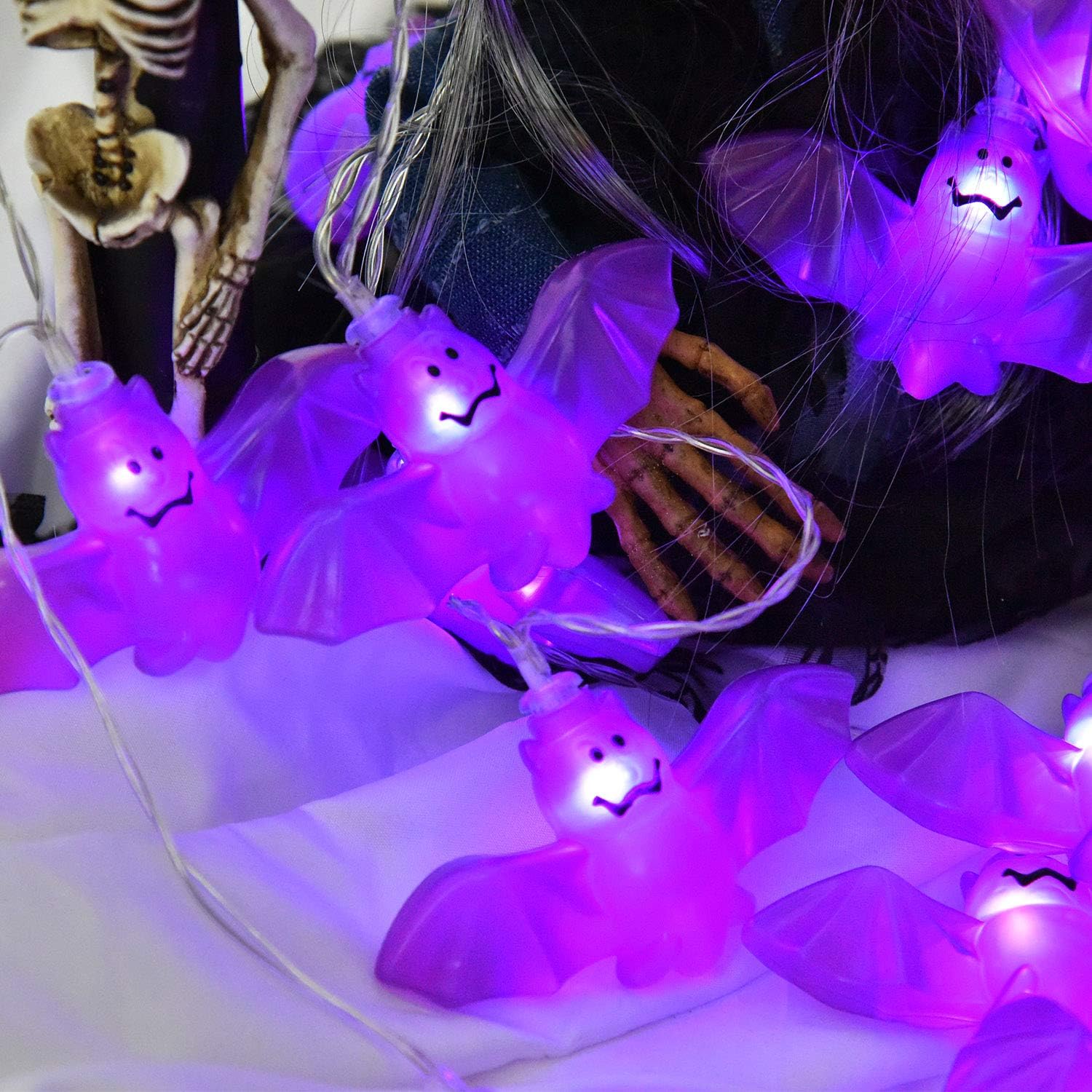 30LED Halloween String Lights, 8 Modes Bat Fairy Lights with Remote, Battery Operated Halloween Lights, for Outdoor Indoor Party Patio Halloween Decoration: Home Improvement