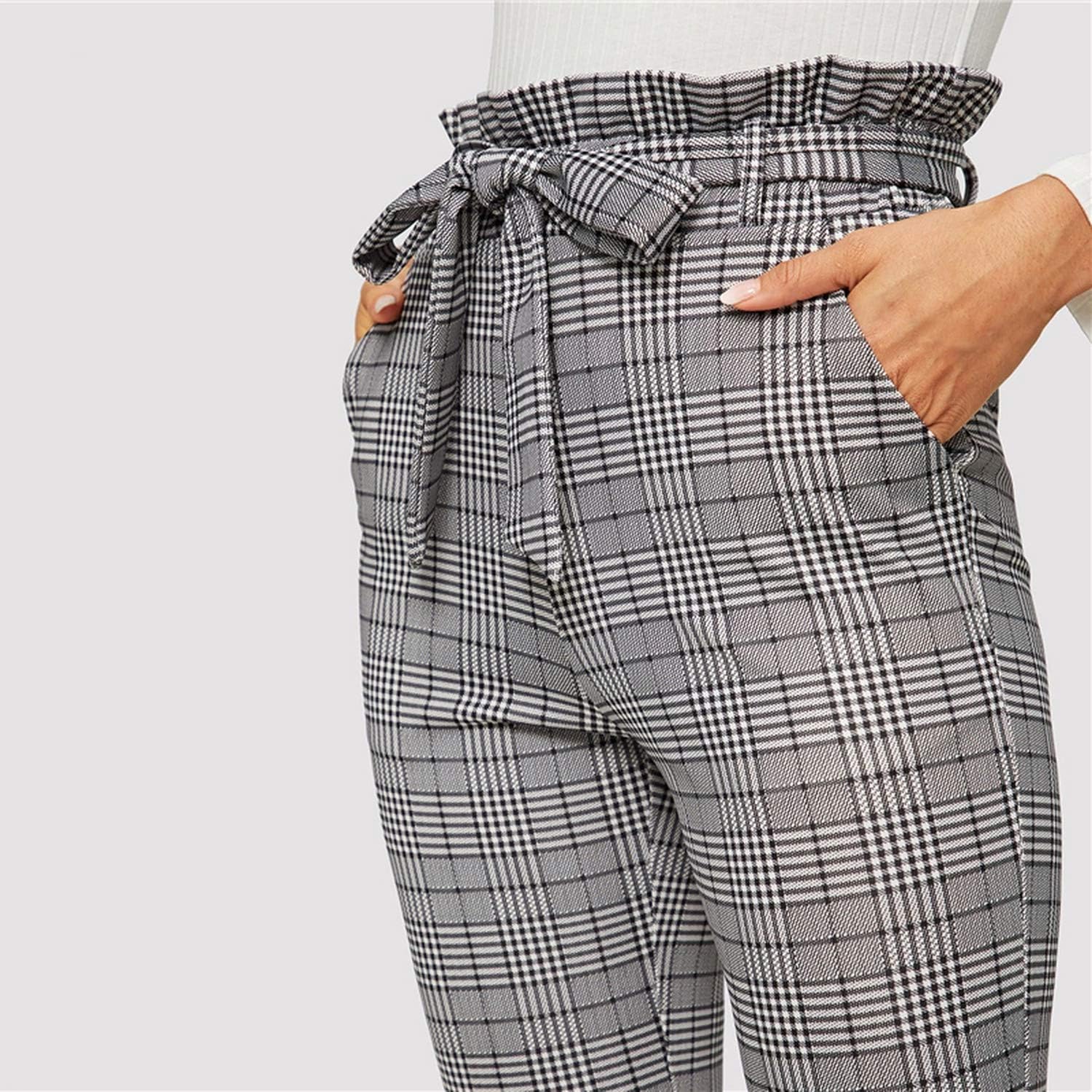 plaid cigarette pants womens