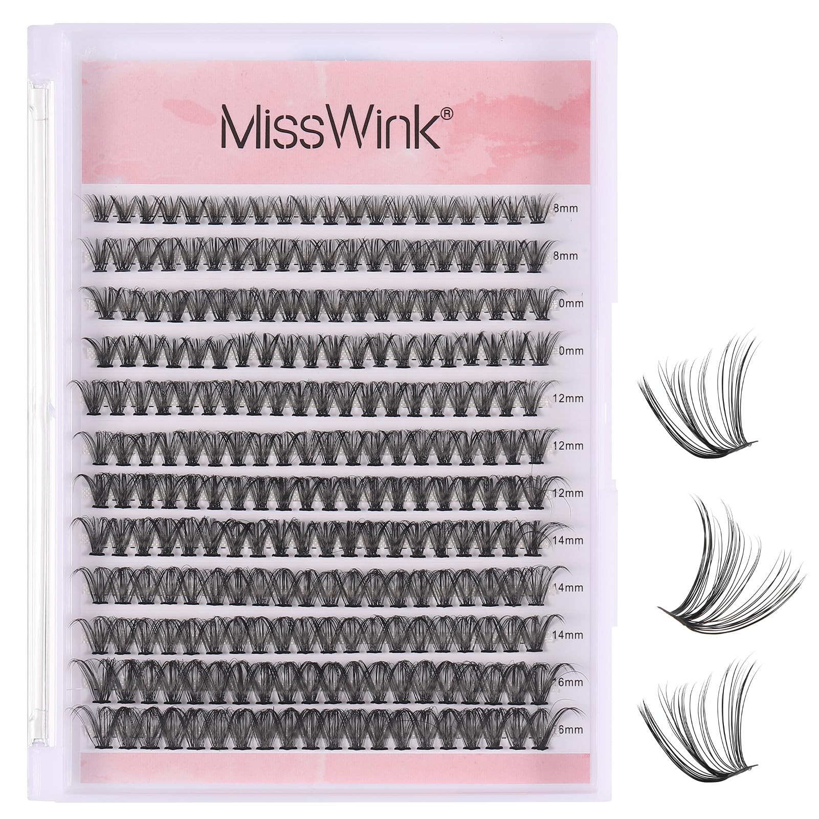 Heyu-Lotus 240 PCS Individual Lashes, 40D Cluster Lashes, D Curl Cluster Eyelash Extensions, 8-16mm Mixed Length Cluster Lashes Natural False Eyelashes DIY Eyelashes Extensions