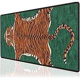 Anyshock Tiger Desk Mat for Keyboard and Mouse, Non Slip Large TigerHide Desk Mat, Smooth Gaming Mouse Pad, Long Mouse Pad for Gaming Office Home 35.4 x 15.7 Inches (Emerald Green)