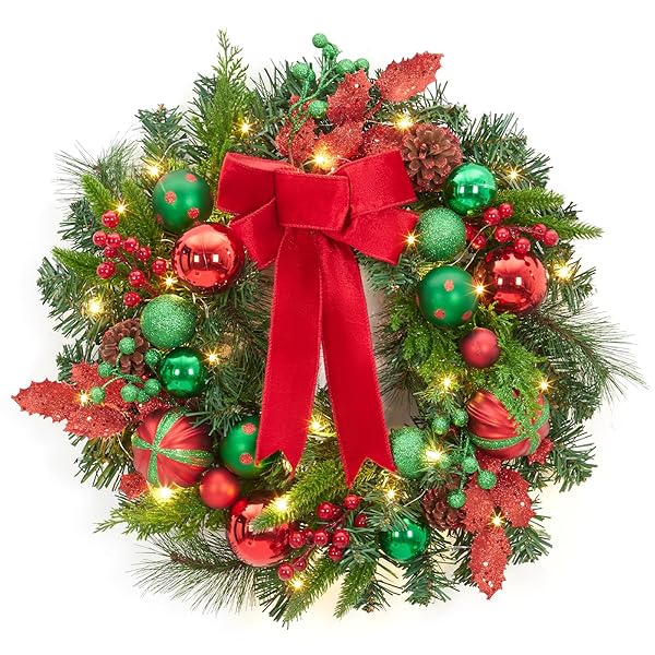 FAIRYLEE CHRISTMAS WREATH FOR FRONT DOOR, 22 INCH...