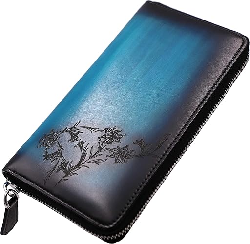 Amazon 本革長財布 メンズ 人気 ジッパーリストレットウォレット ピュアハンドメイドワイプカラーラグジュアリークラッチウォレット 緑 Shaotong バッグ スーツケース