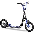 Mongoose Expo Kick Scooter, BMX-Style Handlebar & Brake Cable Rotor, For Riders Ages 6 and Up, Rear Axle Pegs, 12-Inch Air Ti