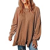 SHEWIN Womens Sweatshirt Casual Long Sleeve Crewneck Lightweight Pullover Tops Loose Sweatshirts