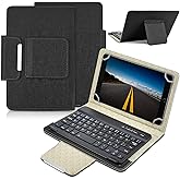 DETUOSI Universal 7.0 inch Android Tablet Case with Keyboard, Removable Wireless Bluetooth Keyboard + PU Leather Folio Book Cover + Stand, Travel Portable Sleeve for iOS/Android/Windows System Tablet