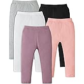 Coaturi 5 Pack Baby Girl Pants: Infant Solid Ribbed Pants Soft Cotton Pull On Leggings for Toddler 0-48 Months