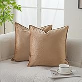 JIAHANNHA Velvet Khaki Throw Pillow Covers Pack of 2 Spring Decorative Soft for Couch Sofa Bed Livingroom Office 18×18 Inches