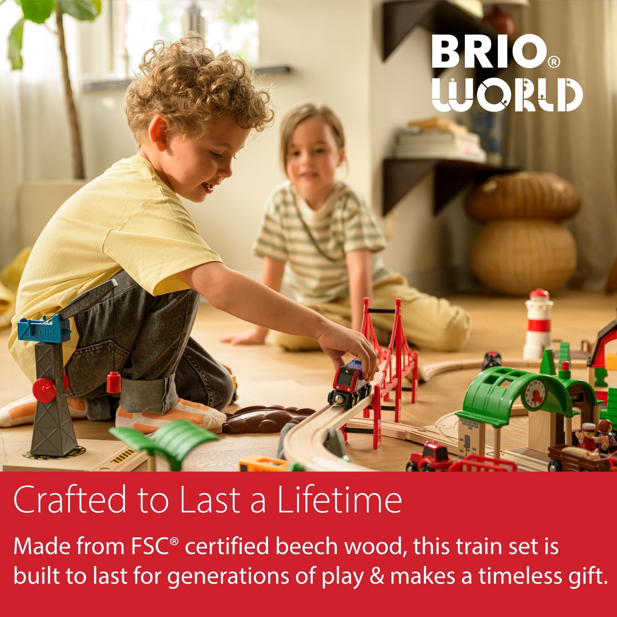 BRIO World Deluxe Railway Set - 87-Piece Wooden Train Set - Includes Passenger & Freight Trains, Stations, Accessories - Safe & Sustainable - MESH Accredited Fun Play for Kids Ages 3 & Up