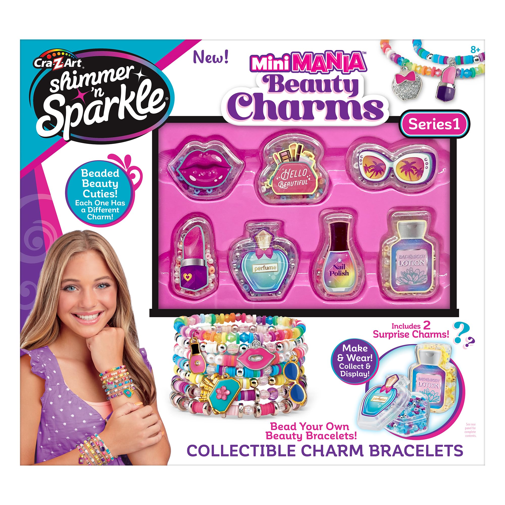 CRA-Z-ART Shimmer N Sparkle Mini Mania Beauty Charms Bracelet Maker Collectable Charm Bracelets Includes Over 1000 Multicoloured Beads Jewellery Making kit Make Your own Friendship Bracelets