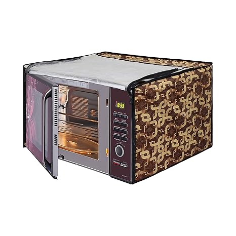 Glassiano Geometric Gold Printed Microwave Oven Cover For Samsung